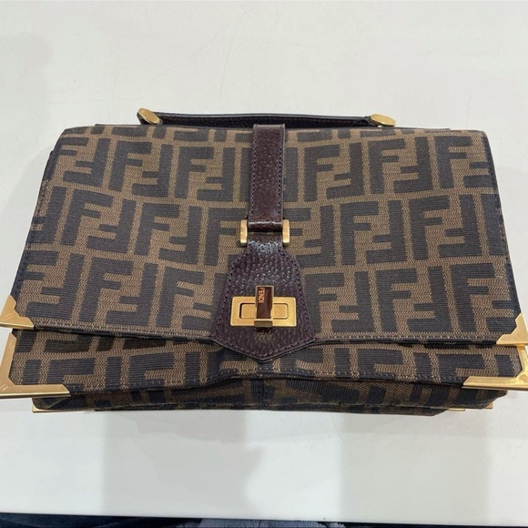 Fendi Bag Zucca Vitello Classic No. 1 Satchel Tobacco Moro Crossbody Top handle - Picture 16 of 17